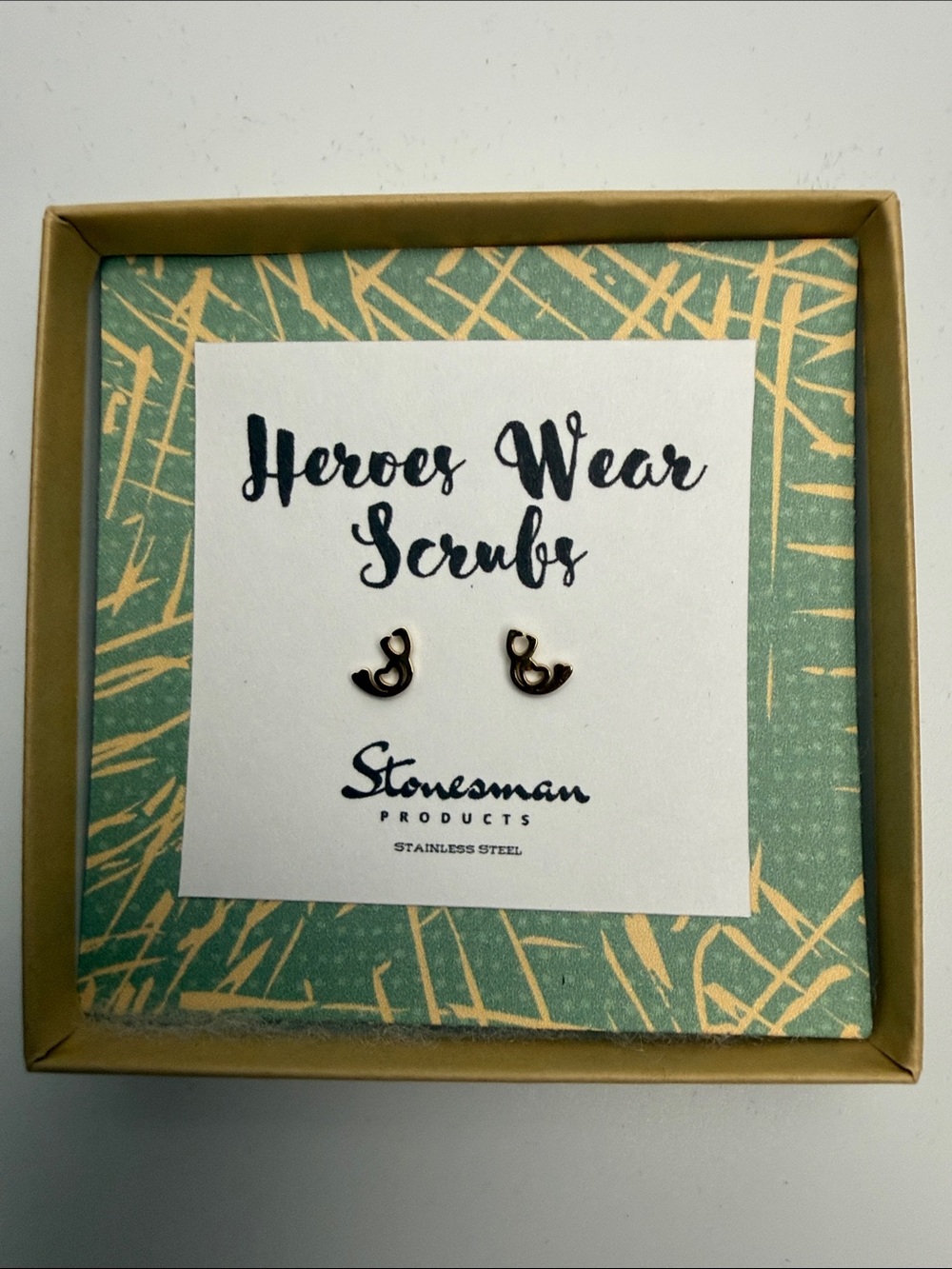 Heroes Wear Scrubs Gold Heart Stud Earrings by Stonesman